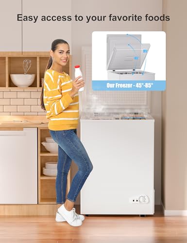 7.0 Cu Ft Chest Freezer - Energy Efficient & Quiet Mini Freezer with Adjustable Thermostat - Compact Deep Freezer for Home, Apartment, and Garage