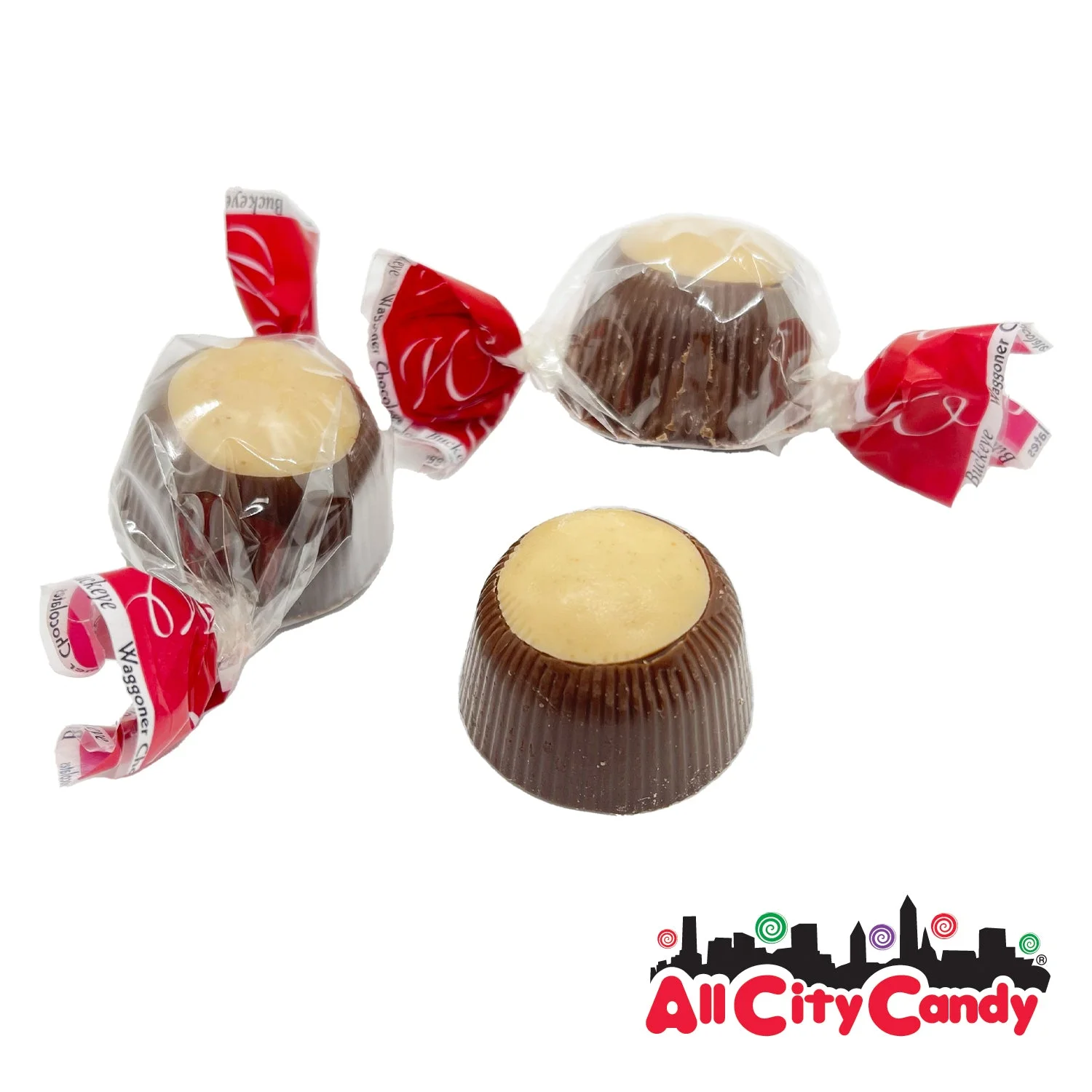 Ohio Made Waggoner Milk Chocolate & Peanut Butter Buckeye Candy Bulk Bags