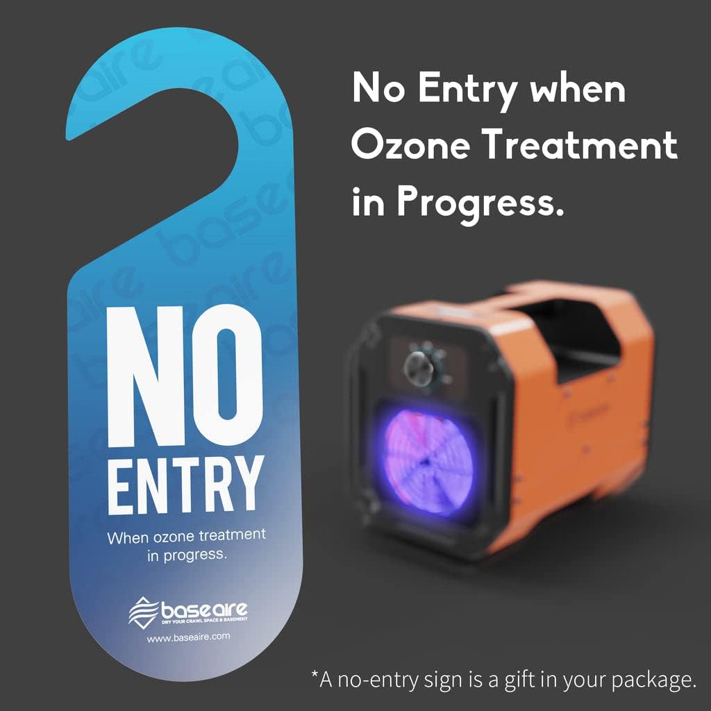 BaseAire 10,000 mg/h Ozone Generator, O-UVC2 Pro Commercial O3 Air Purifier with Adjustable Settings, Carry Handle, Heavy Duty Air Cleaner