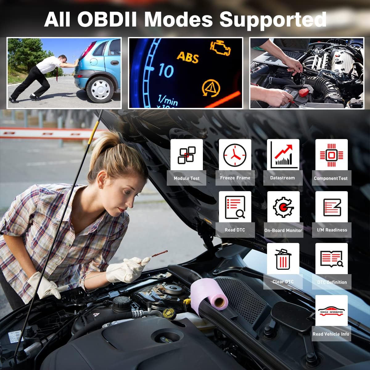 BOSSCOMM IF-742 OBD2 Car Scanner Automotriz 7Inch Code Reader & Scan Tool Diagnostic Engine, ABS, SRS
