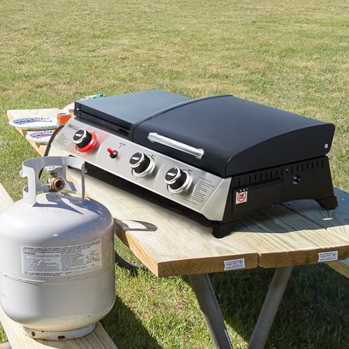 Royal Gourmet PD1305H 3 Burner Propane Gas Grill and Griddle Combo with Lid, 3-in-1 Grill Griddle Combo with 29,000 BTUs Output for Outdoor Cooking