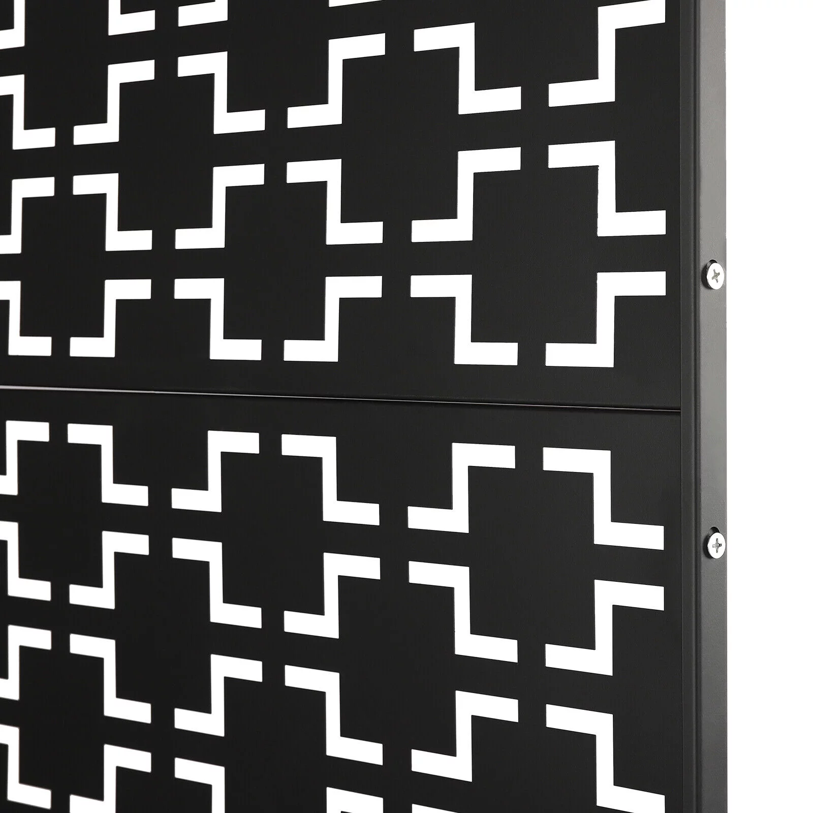 ZhdnBhnos Outdoor Decorative Privacy Screen Panel with Stand, Freestanding Planter Wall Metal Yard Fence Panels Black