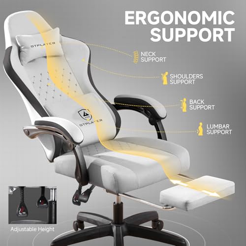 GTPLAYER Office Chair, Gaming Computer Desk Fabric Chair with Footrest