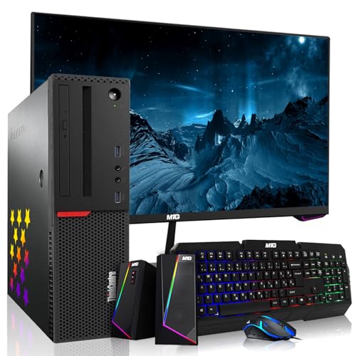 Lenovo Desktop PC Gaming Bundle - Intel Core i7, 16GB RAM, 512GB SSD, 24-inch Monitor, AMD RX 550, RGB Speaker, RGB Keyboard Mouse, WiFi