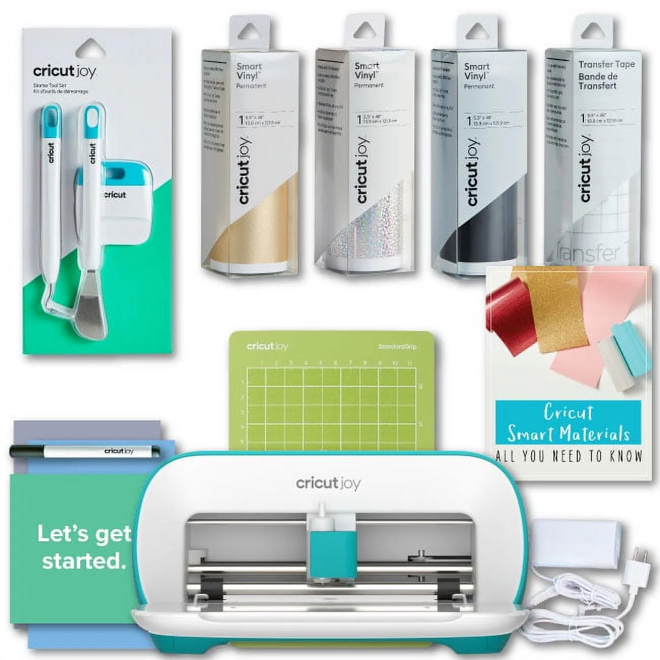 Cricut Joy Smart Machine with DIY Vinyl Decal Sampler & Essential Tools Starter Bundle