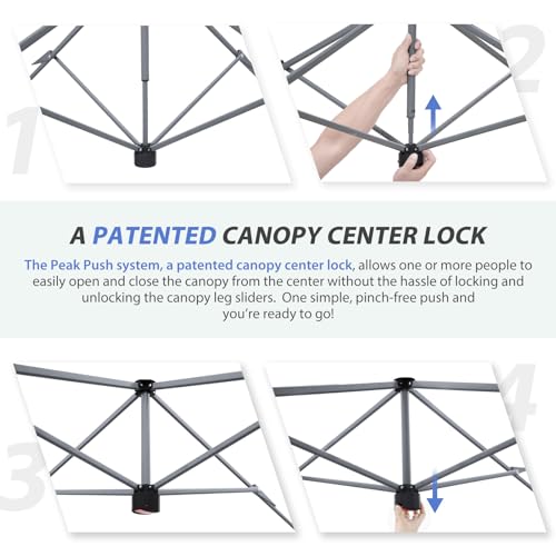 EAGLE PEAK 13x13 Straight Leg Pop Up Canopy Tent Instant Outdoor Canopy Easy Single Person Set up Folding Shelter w/Auto Extending Eaves 169 Square