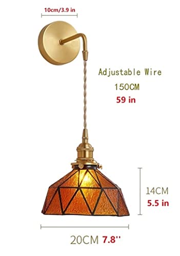 Tiffany Wall Sconces Battery Operated Set of 2,Indoor Wireless Wall Lights with Remote