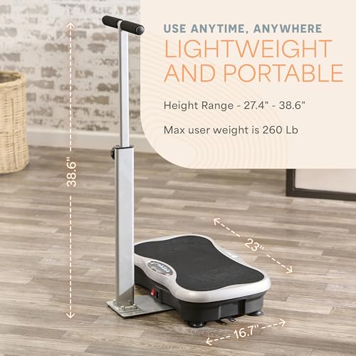 Lifepro TrimLite Vibration Plate Exercise Machine with Handlebars – Whole Body Vibration Machine, Ideal Lymphatic Drainage Massager – 99 Speed Levels