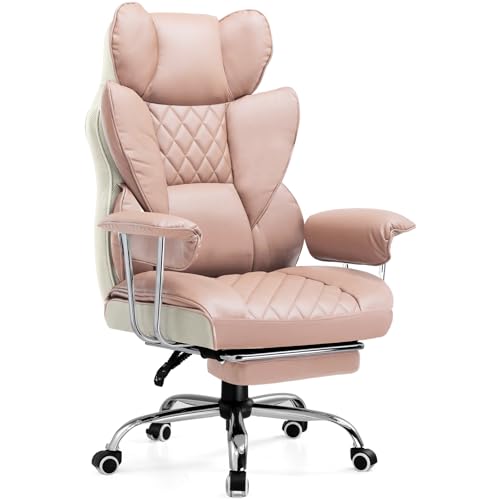 COMHOMA Big and Tall Office Chair, High Back Leather Gaming Chair with Footrest