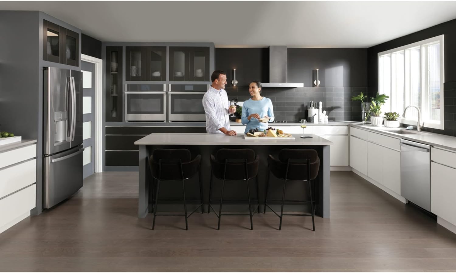 GE PROFILE PYE22KYNFS 36" Counter-Depth Bottom Freezer with French Door Twin Chill Evaporator Quick Space Shelf and LED Lighting in Fingerprint