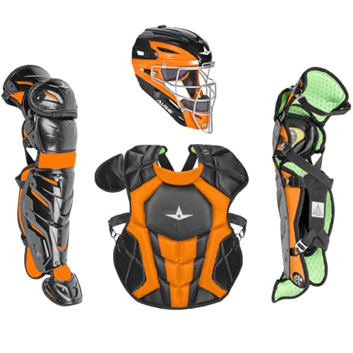 All-Star Catcher’s Gear Kit – Includes Helmet, Chest Protector & Leg Guards – Lightweight, Durable Baseball Protective Set, Meets NOCSAE