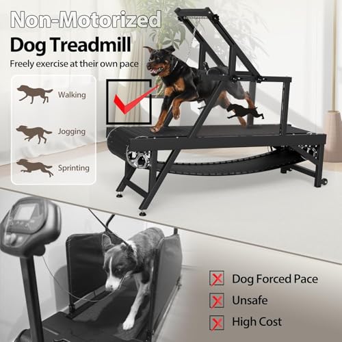 Dog Treadmill, HotFeed Dog Slat Mill for Medium Dogs, Doggy Treadmill with Brake & Plastic Track, Dog Pacer Treadmill to Keep Active and Fit