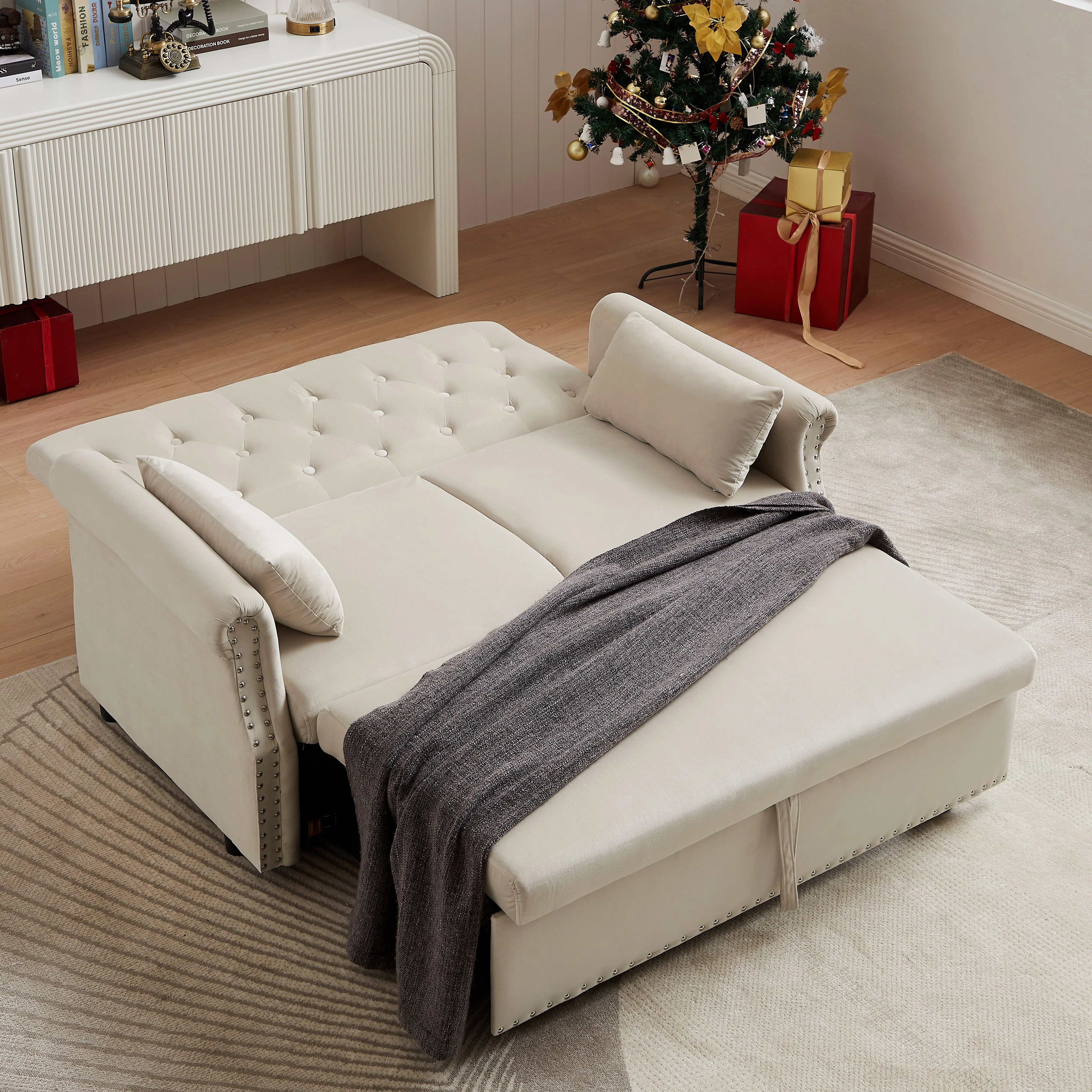Modern Pull Out Convertible Sleeper Sofa Bed