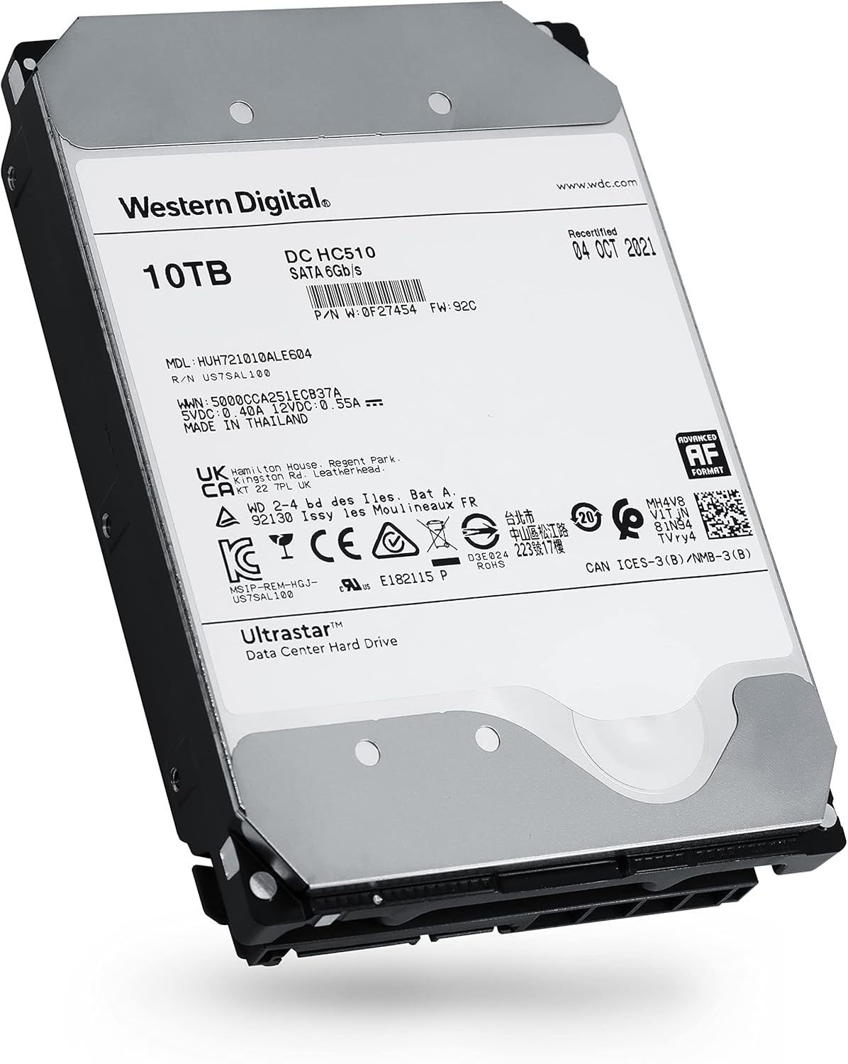 HGST Ultrastar He10 | HUH721010ALE600 (0F27452) | Power Disable | 10TB SATA 6.0Gb/s 7200 RPM 256MB Cache 3.5in HDD | 512e | Enterprise Hard Drive