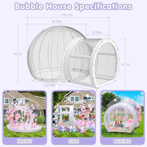FBSPORT Inflatable Bubble House 10FT, Bubble House Dome Inflatable with 750W Air Blower for Kids and Adults Includes 100 Balloons
