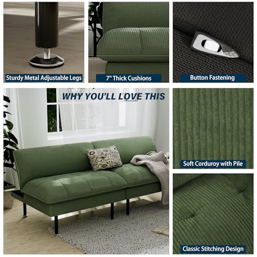 70" Futon Sofa Bed, 4 in 1 Multi-Function Couch Sleeper with Adjustable Backrest, Modern Convertible Futon, Recliner Small Loveseat for Living Room