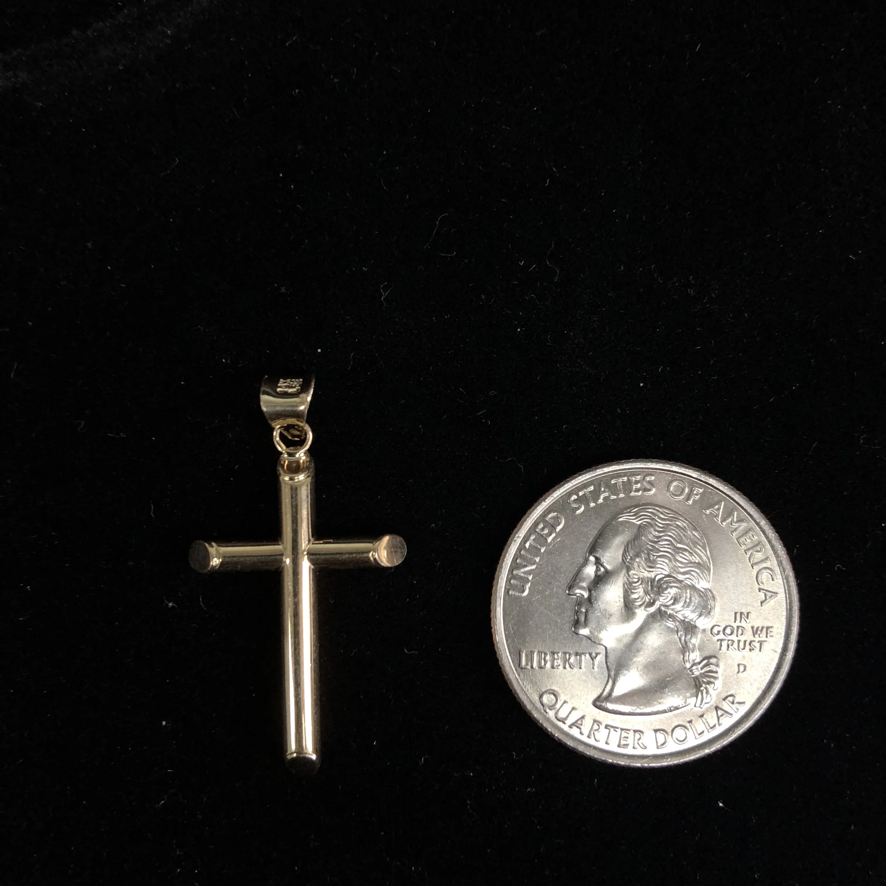 Ioka-14K Yellow Gold Classic Cross Religious Charm Pendant For Necklace or Chain