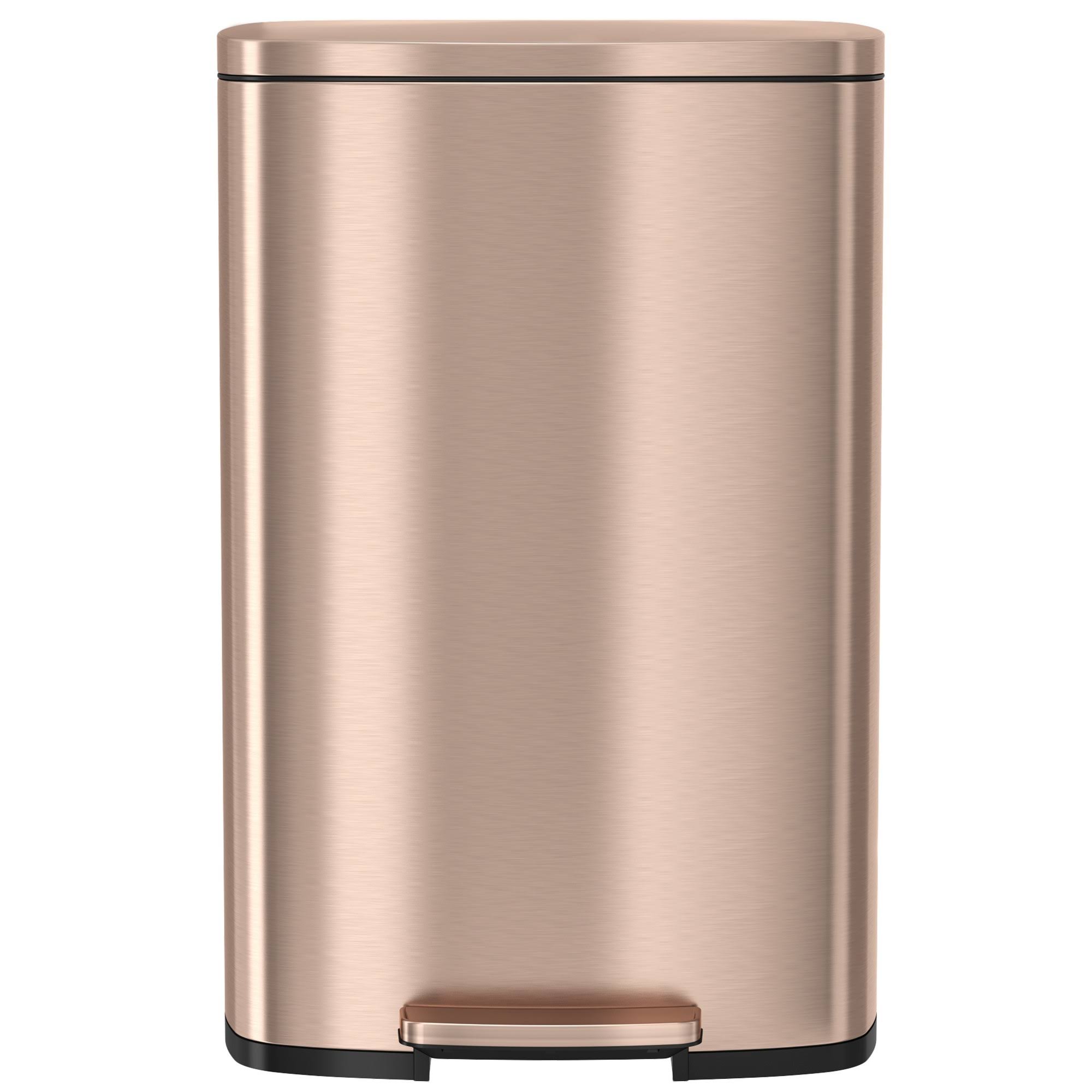 iTouchless SoftStep 13.2 Gallon Stainless Steel Step Garbage Kitchen Trash Can with Odor Control, Rose Gold