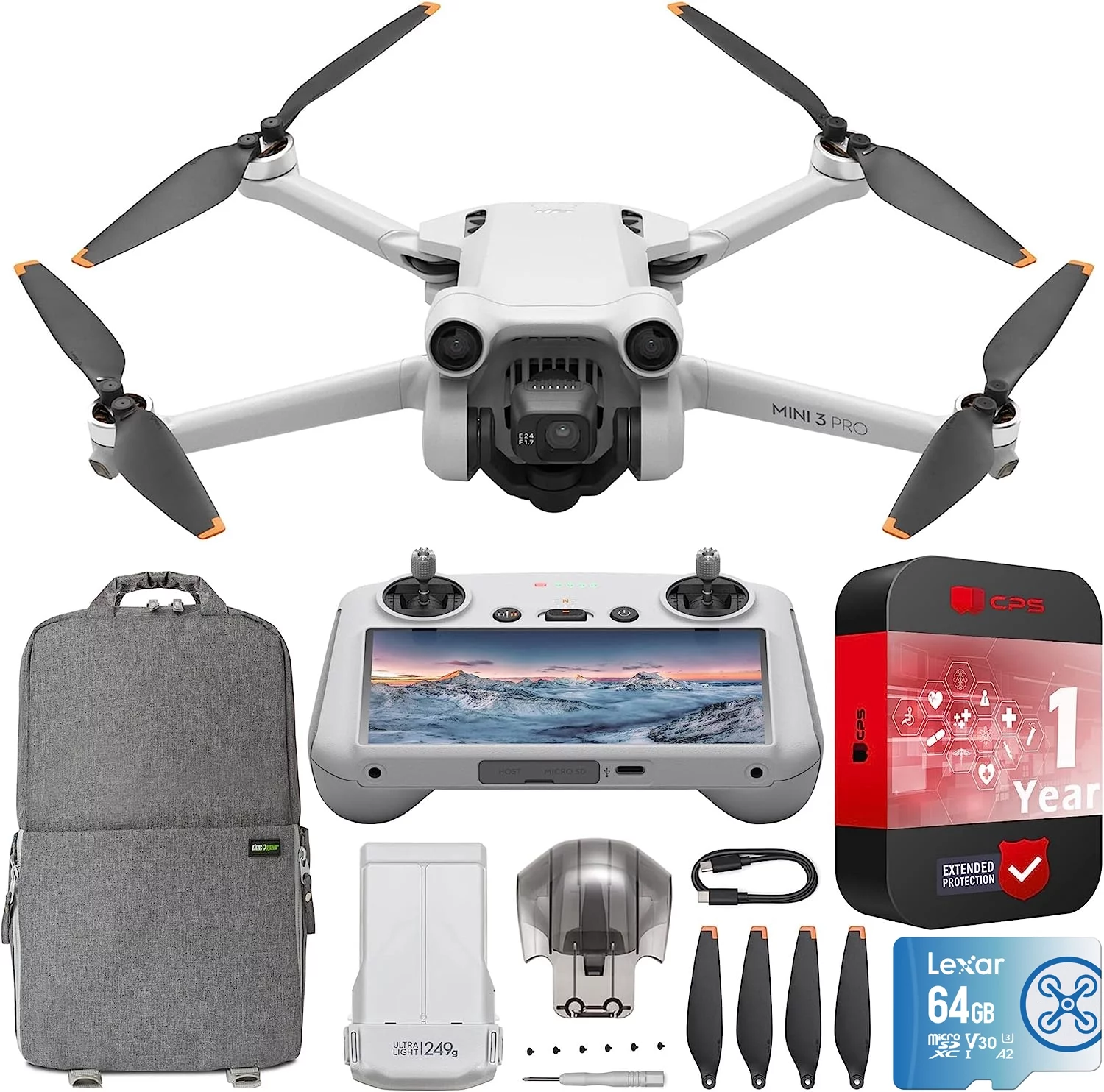 DJI Mini 3 Pro Camera Drone Quadcopter + RC Smart Remote Control (With Screen), 4K/60fps Video, 48MP Photo, 34min Flight Time