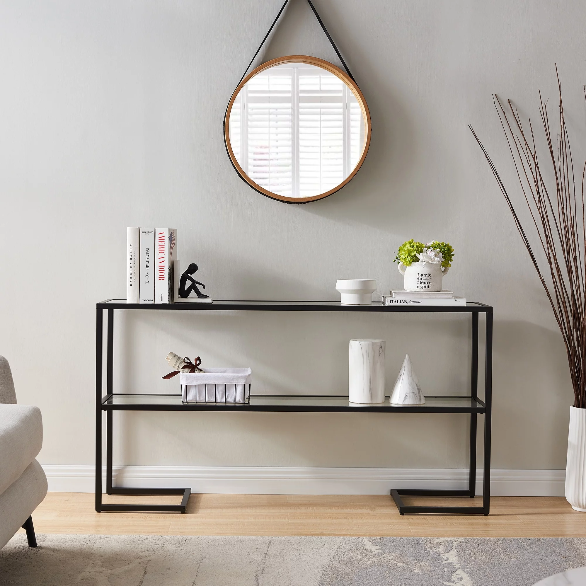 Errol Console Table Gold/Glass Top Glass