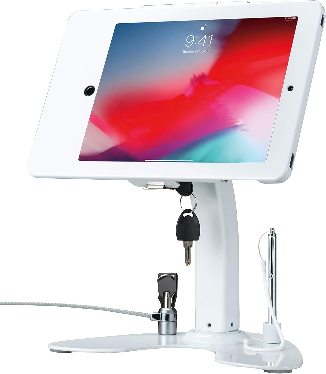 Dual Kiosk Stand – CTA Security Stand with Locking Case, Cable, Stylus and Tether – Compatible with Headphone Jack, iPad 7th/ 8th/ 9th Gen 10.2”