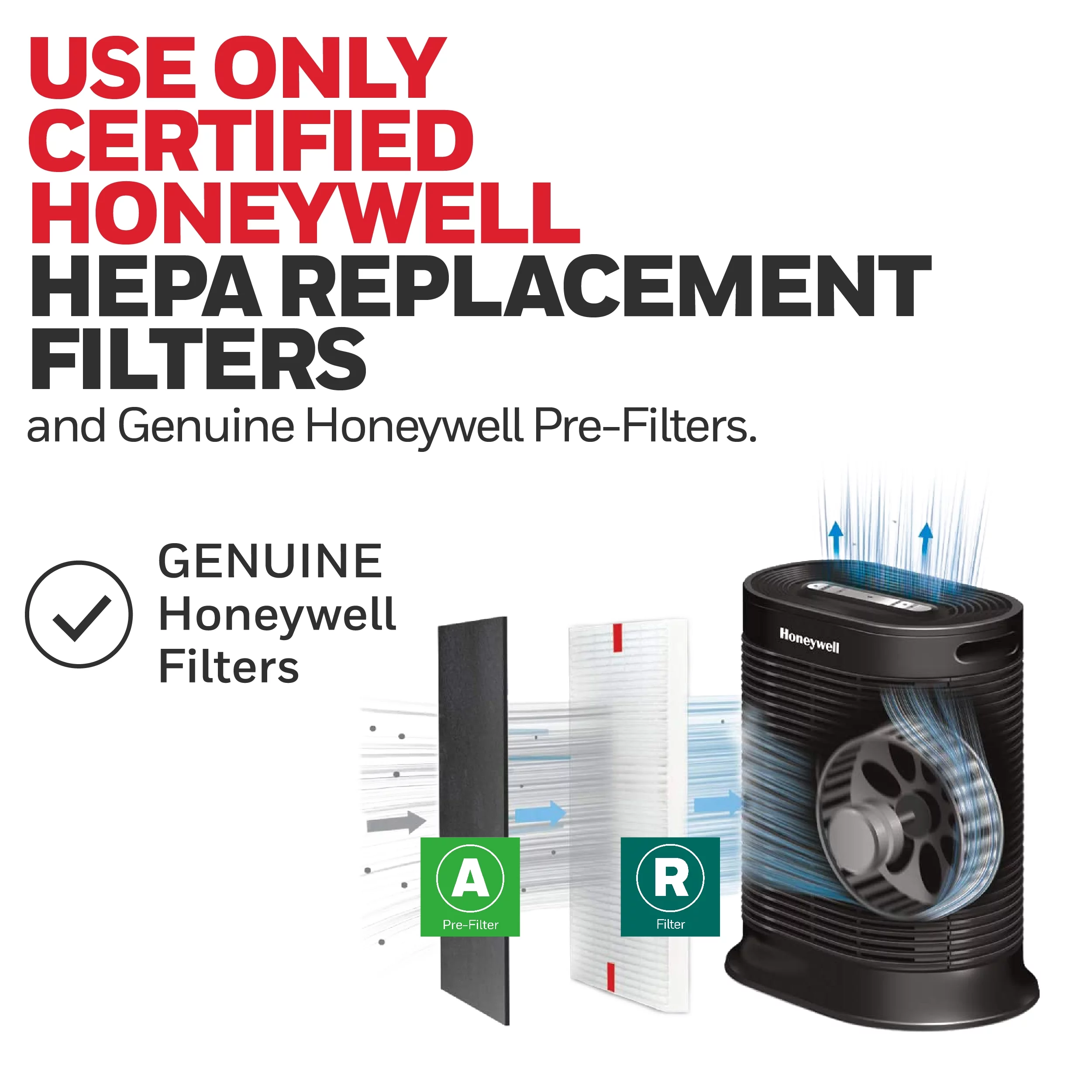 Honeywell Air Purifier, HPA300, 465 sq ft, HEPA Filter, Allergen, Smoke, Pollen, Dust Reducer
