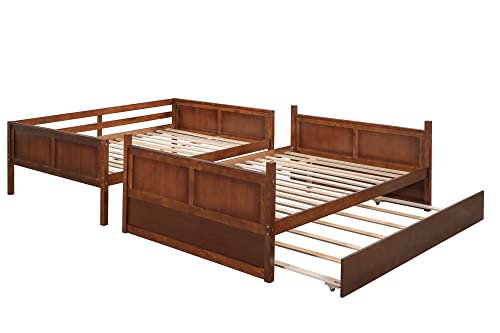 SOFTSEA Twin Over Full Bunk Bed with Slide, Solid Wood Bunk Beds with Stairs for Kids