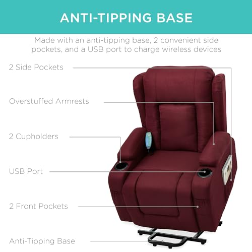 Best Choice Products Modern Linen Electric Power Lift Chair, Recliner Massage Chair, Adjustable Furniture for Back, Legs w/ 3 Positions, USB Port
