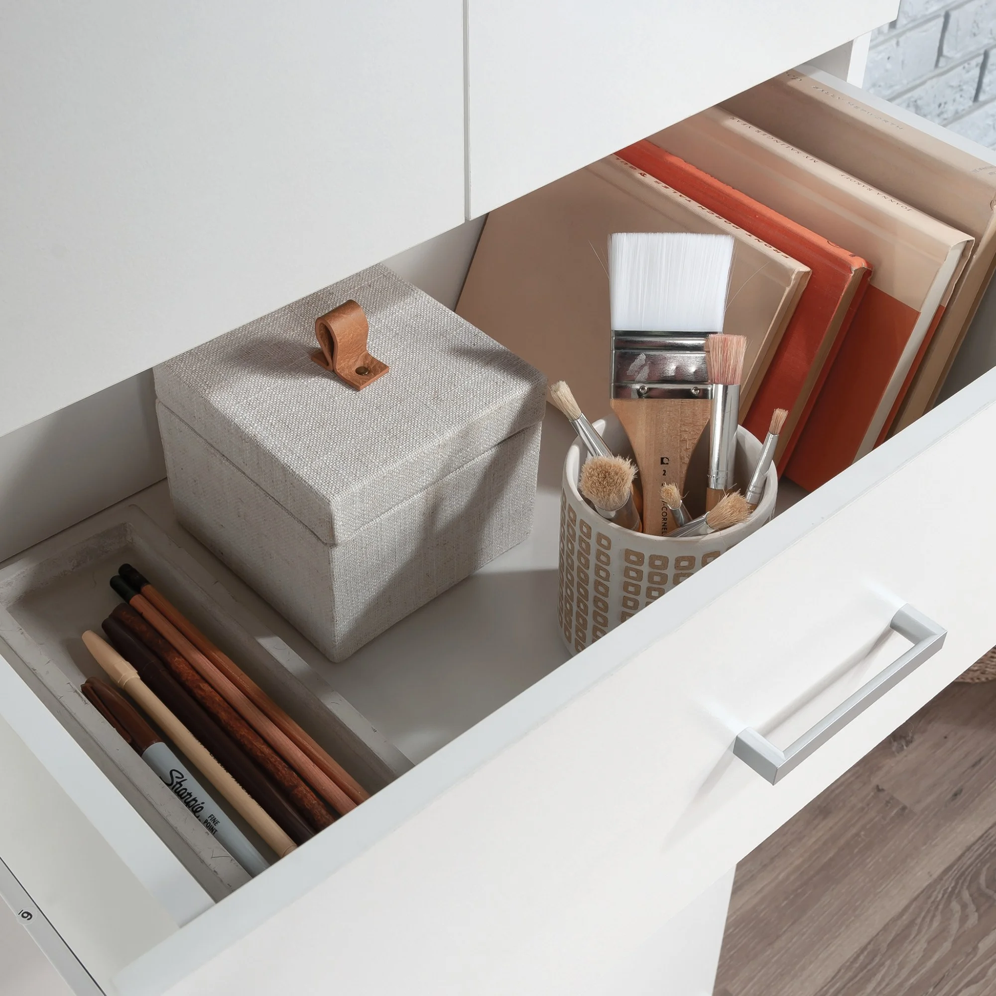 Sauder Select Engineered Wood Storage Cabinet in White Finish - Radiant Selections