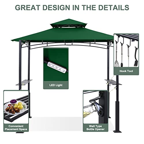 ABCCANOPY 8x5 Grill Gazebo - Outdoor BBQ Canopy Shelter with Led Light for Patio Backyard Grilling (Dark Gray)