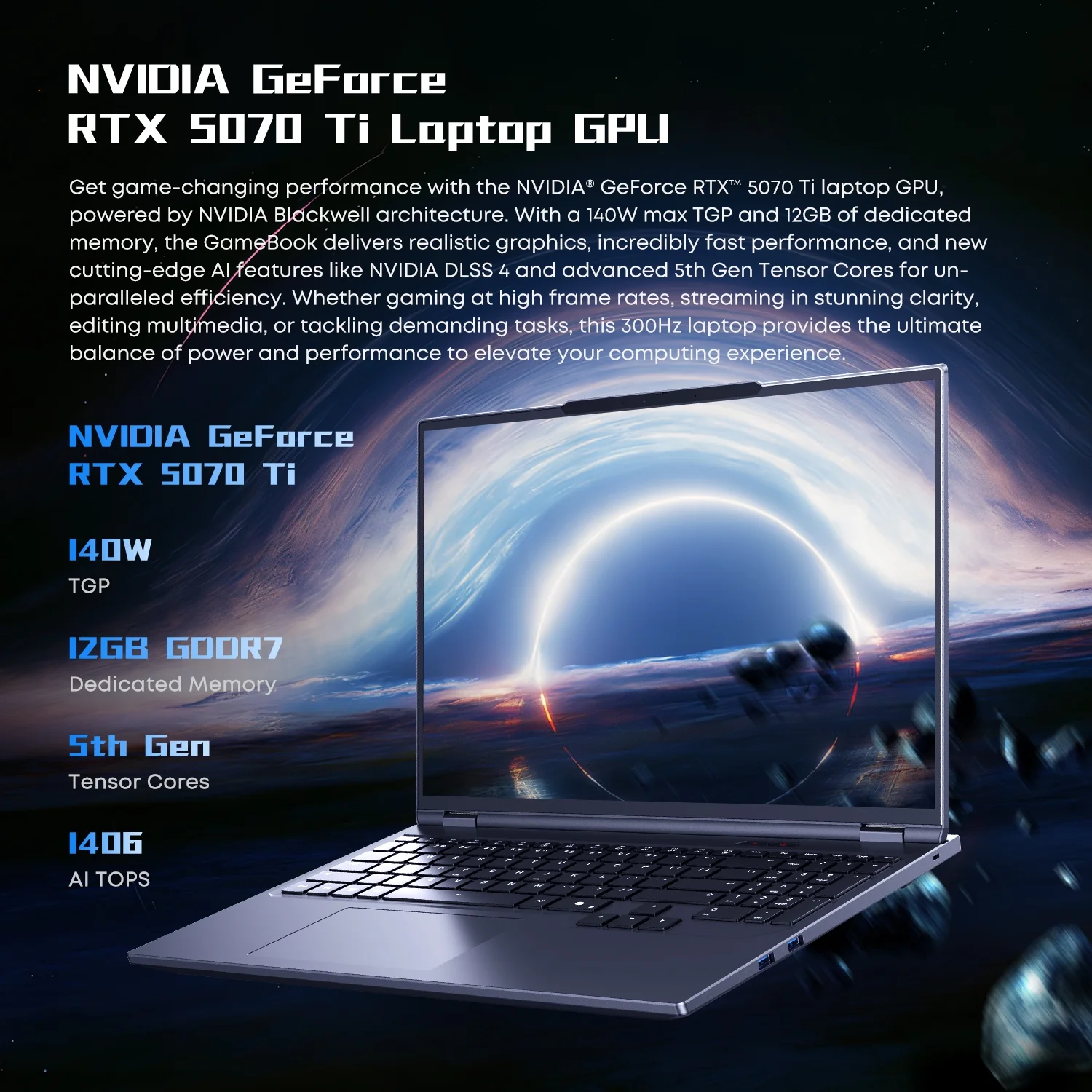 CHUWI 2025 GameBook AMD Ryzen 9 9955HX 16" Gaming Laptop,RTX-5070Ti Laptop GPU Notebook, Backlit Keyboard Computer,,32GB DDR5, 1TB Gen4