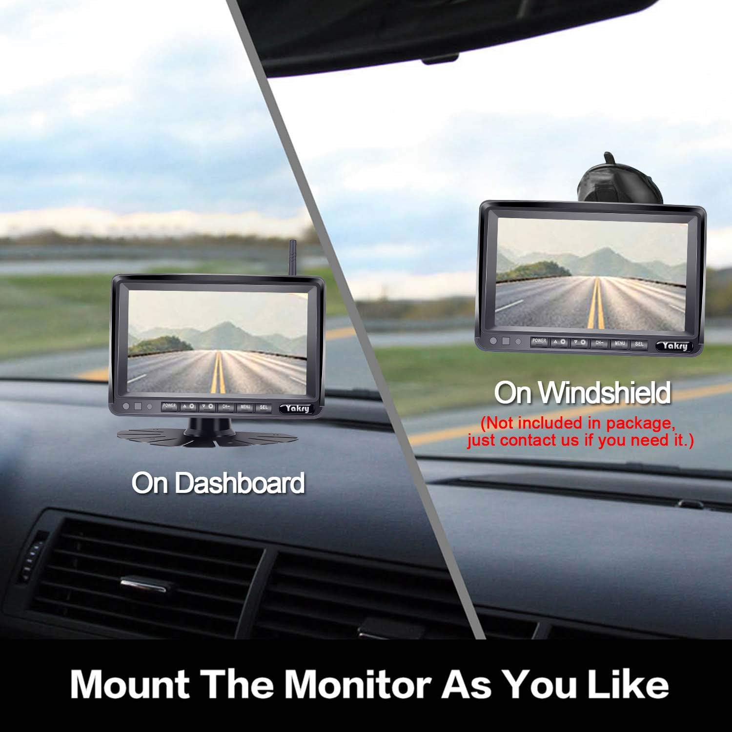 RV Backup Camera Wireless HD 1080P Car/Truck Hitch Rear View Camera + Trailer Rear View Camera with 7 Inch Monitor with Adapter Compatible with