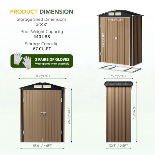 6x4FT Outdoor Steel Storage Shed with Clear Window, Lockable Doors, Weather-Resistant Metal Tool Shed for Garden, Backyard, Patio, and Utility Storage
