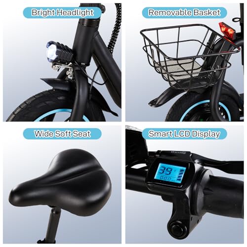 Winado Electric Scooters for Adults, 25Miles Long Range, 15.5MPH Top Speed, Foldable E-Scooter 450W Motor with 12" Pneumatic Tire, Seat, Wide Deck