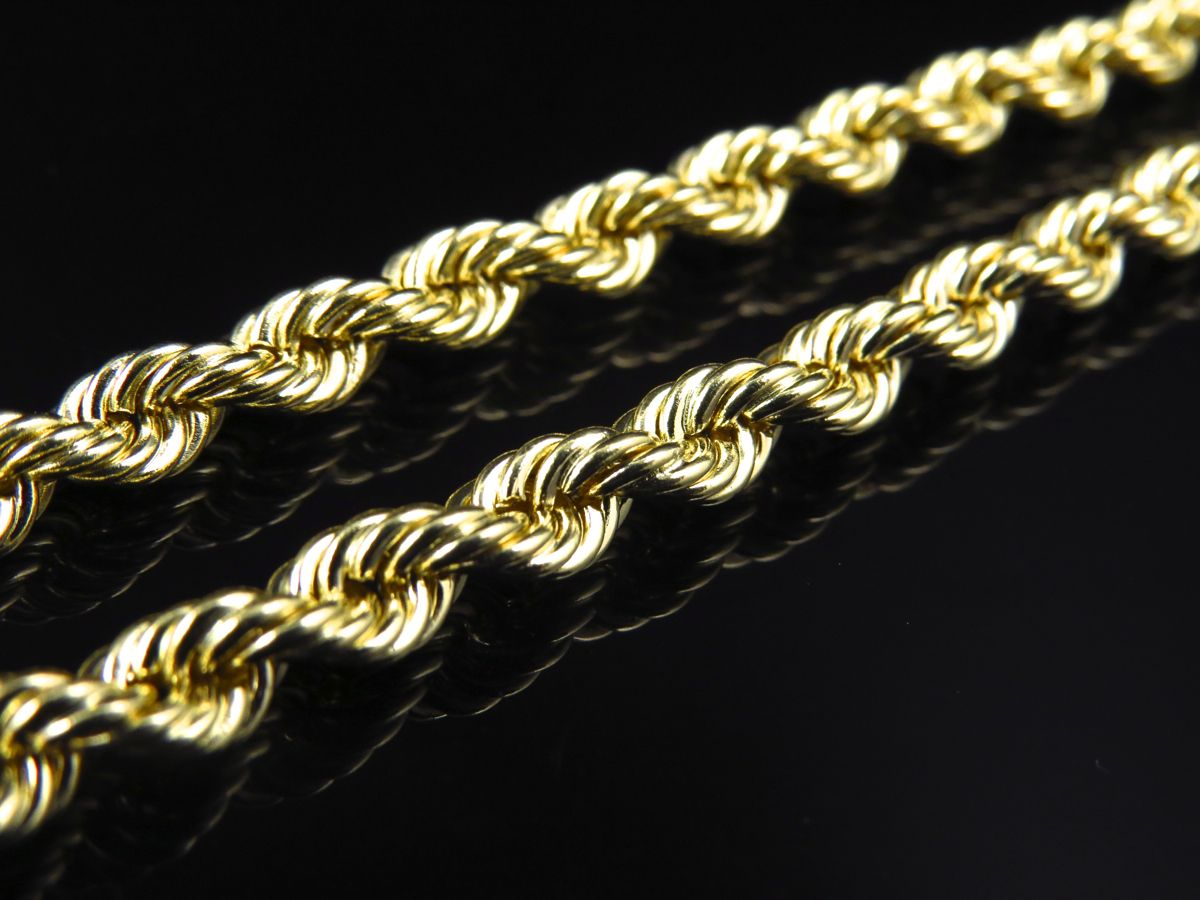 Men's Hollow Rope Chain 4.5MM in 10K Yellow Gold 16-28Inches