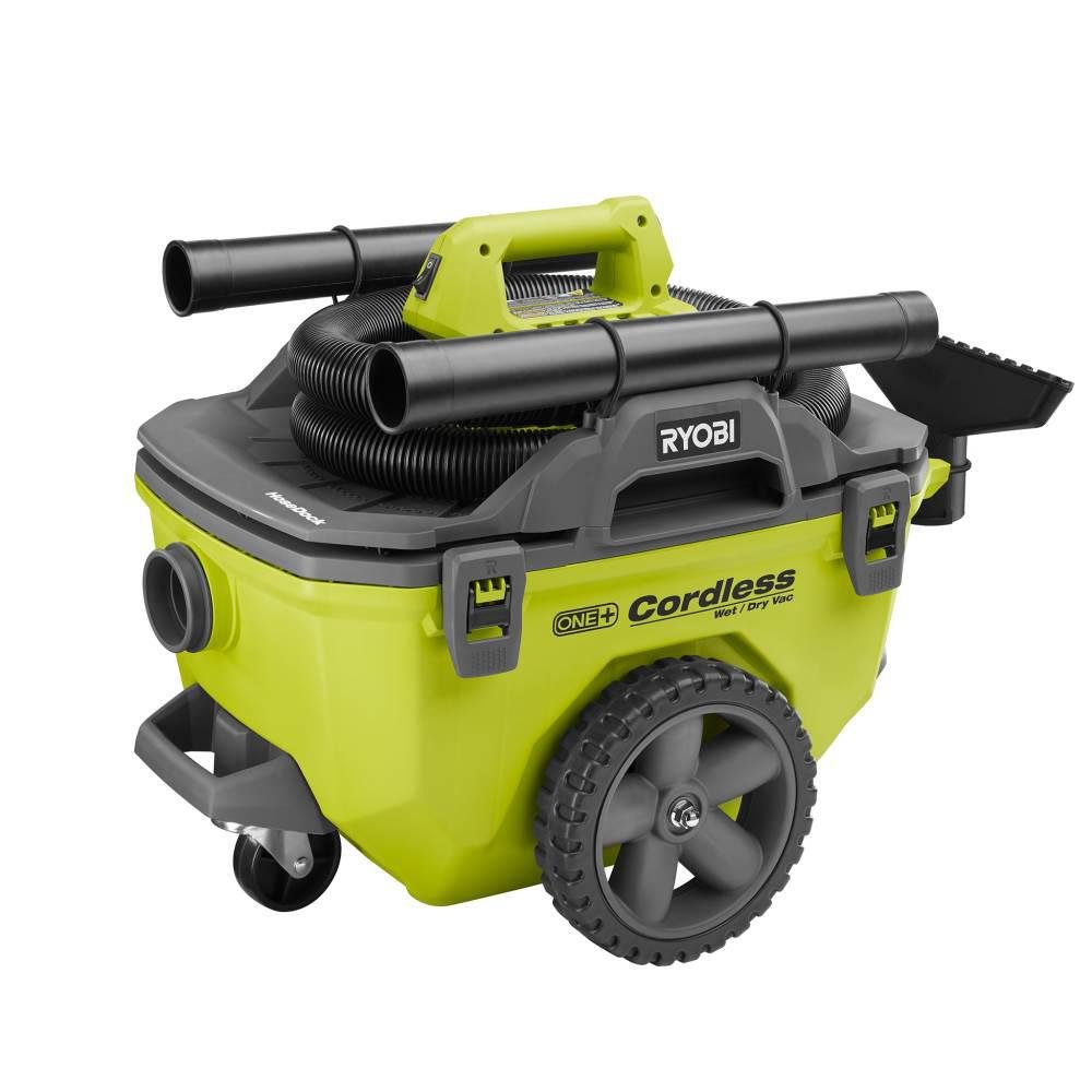 Ryobi 18-Volt ONE+ 6 Gal. Cordless Wet/Dry Vacuum (Bare-Tool) with Hose, Crevice Tool, Floor Nozzle and Extension Wand - Smart Home Appliances