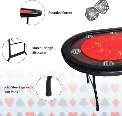 Premium 84" Poker Table Foldable with Chips Tray
