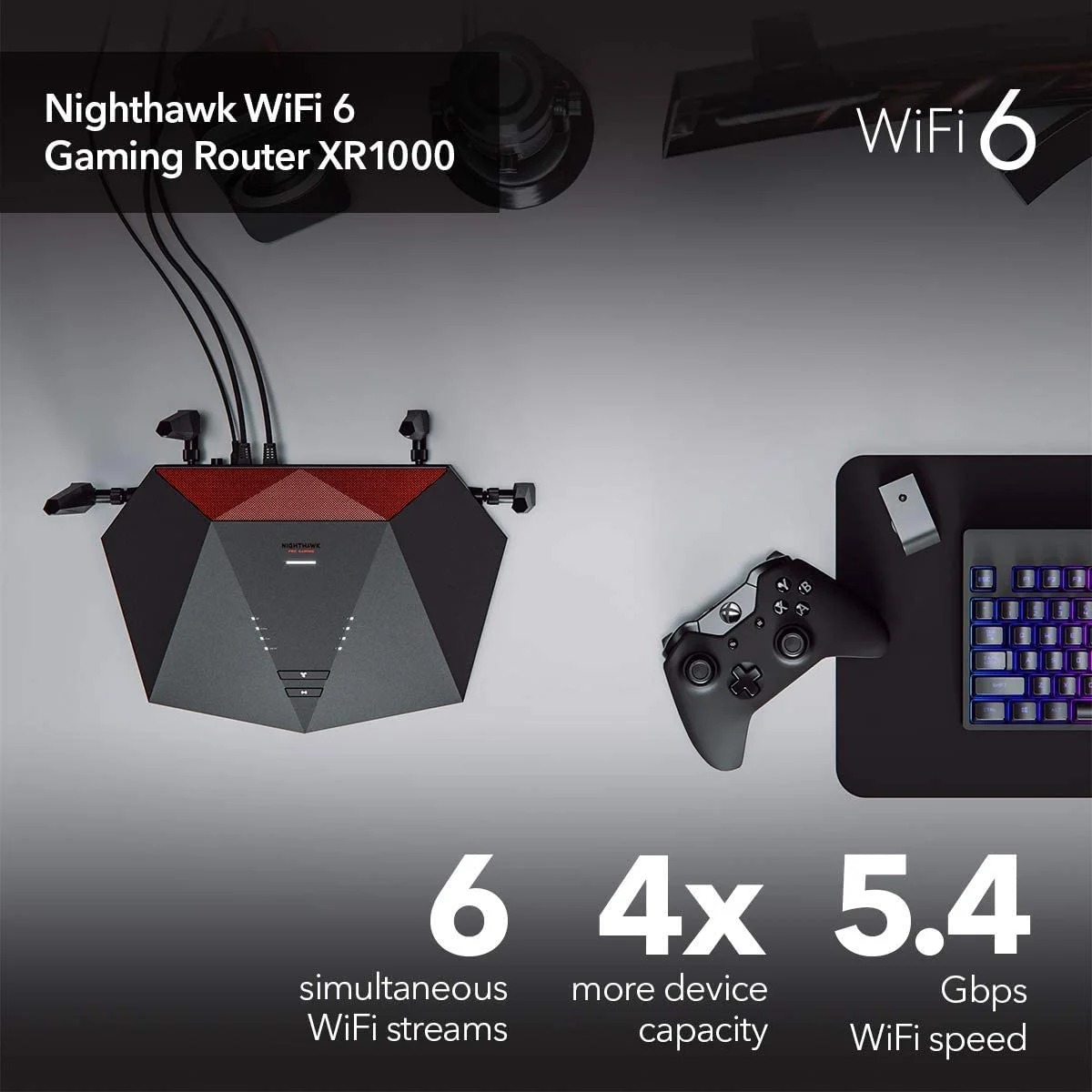 Restored NETGEAR Nighthawk Pro Gaming 6-Stream WiFi 6 Router Wireless Speed (up to 5.4Gbps) DumaOS 3.0 Optimizes4 x 1G Ethernet and 1 x 3.0 USB Ports
