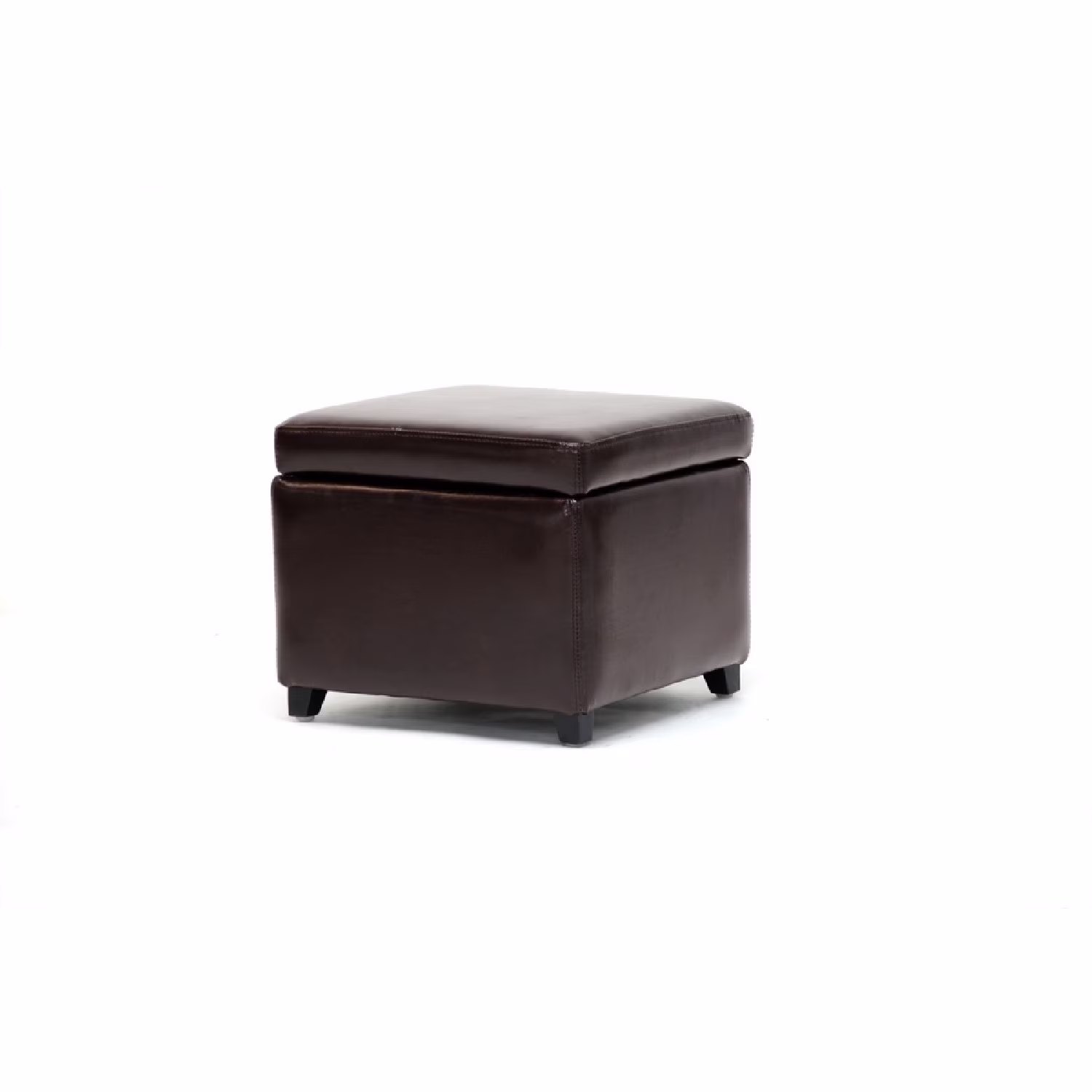 Baxton Studio Dark Brown Faux Leather Small Storage Cube Ottoman