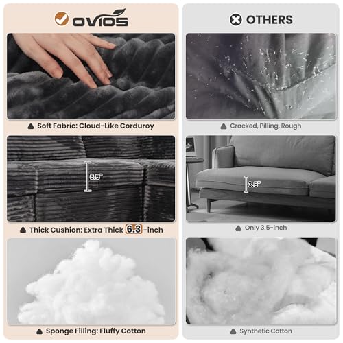 ovios 130.7" Modular Sectional Sofa Couch, U-Shaped Cloud Couches with 2 Ottomans Chaise
