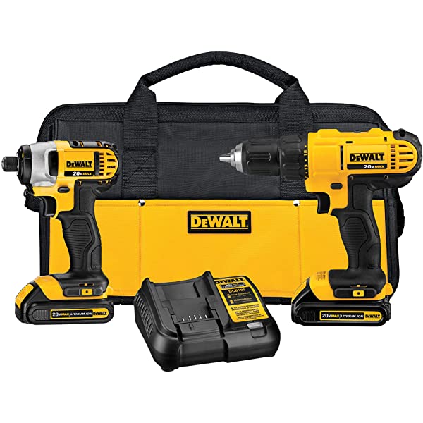 DEWALT 20V Max Cordless Drill Combo Kit, 2-Tool (DCK240C2),Yellow/Black Drill Driver/Impact Combo Kit 20V Combo Kit