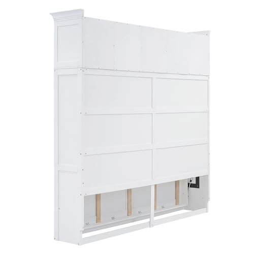 Harper & Bright Designs Full Size Murphy Bed Wall Bed with Storage Cabinets, Space-Saving for Multipurpose Guest Room Bedroom or Home Office, Gray