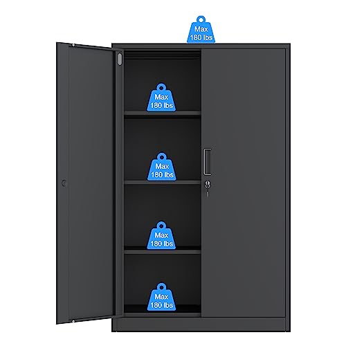 Metal Storage Cabinet with Locking Doors and 3 Adjustable Shelves