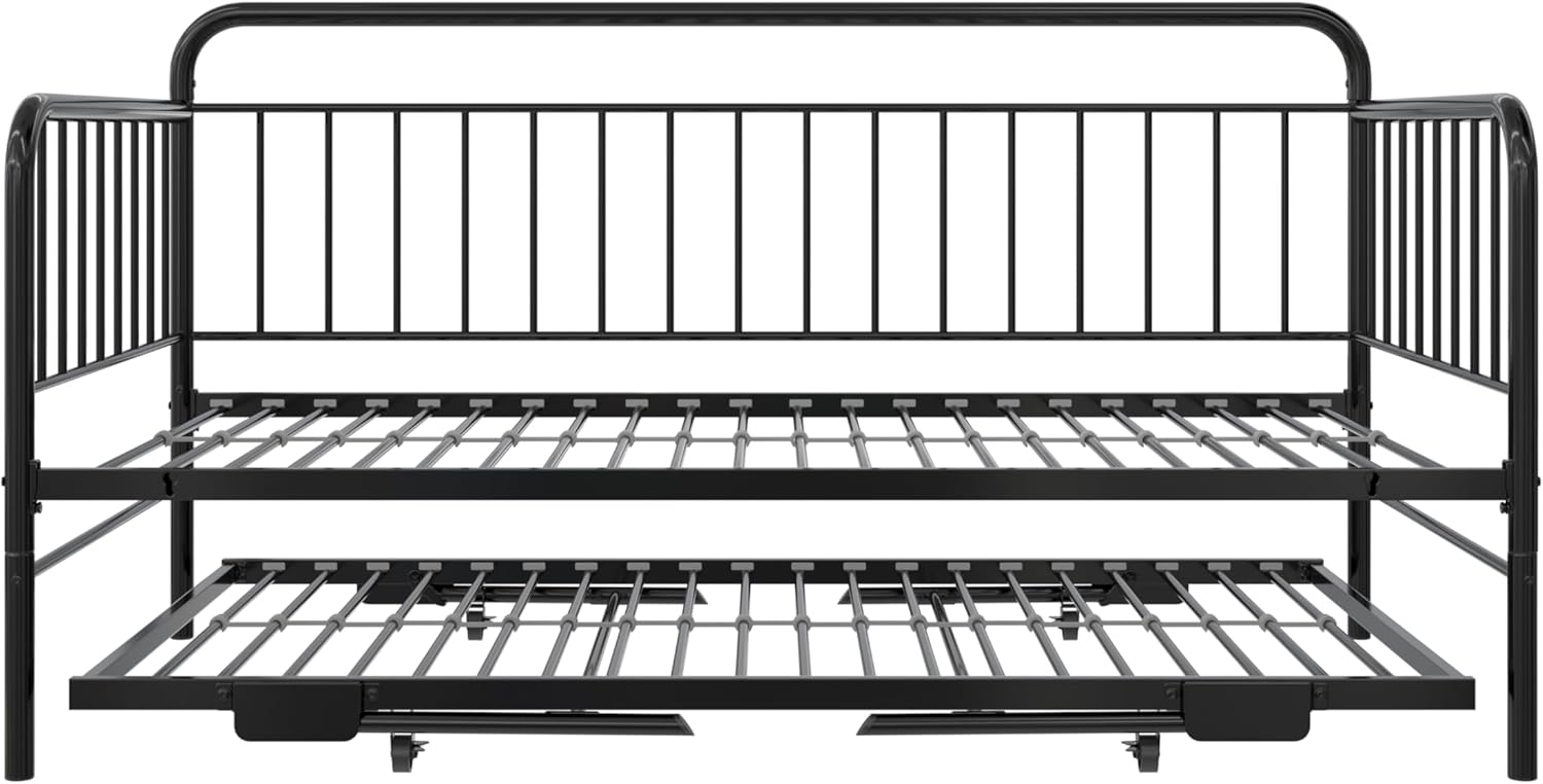 DHP Oddny Metal Daybed with Pop Up Trundle Bed, Twin, Black