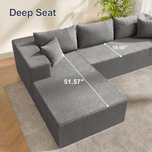 104" Sectional Couches for Living Room, Modular Sectional Sofa with Deep Seat, L-Shape Couch with Chaise, Cloud Couch for Living Room Bedroom