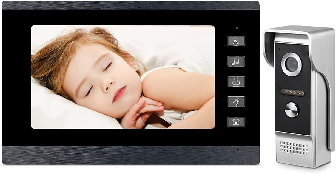 Video Intercom System,Wired Video Doorbell WOLILIWO Video Doorphone System Support Unlock,Dual-Way Intercom for Home Office