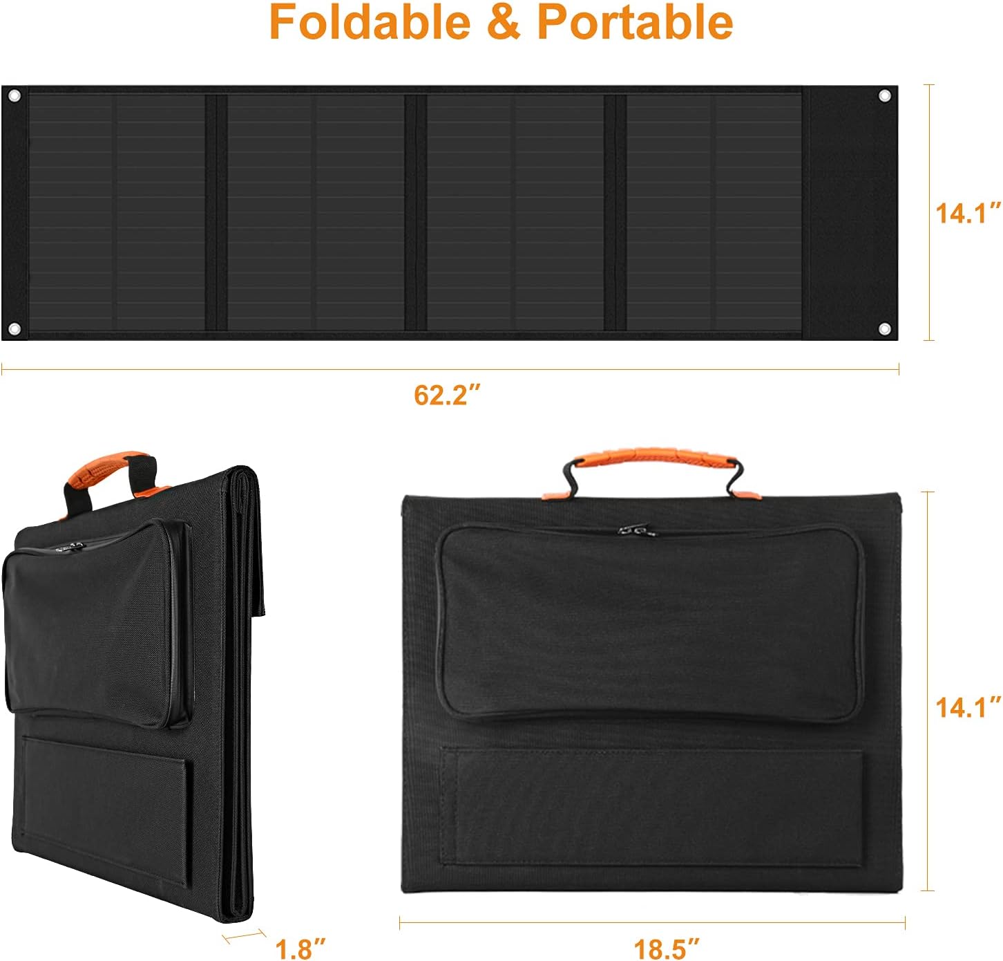 Aoasur Portable Solar Panel 120W Foldable Solar Panel Charger kit, Portable Folding Generator with 2 USB Ports USB Device for RV, Boat, Camper, roof