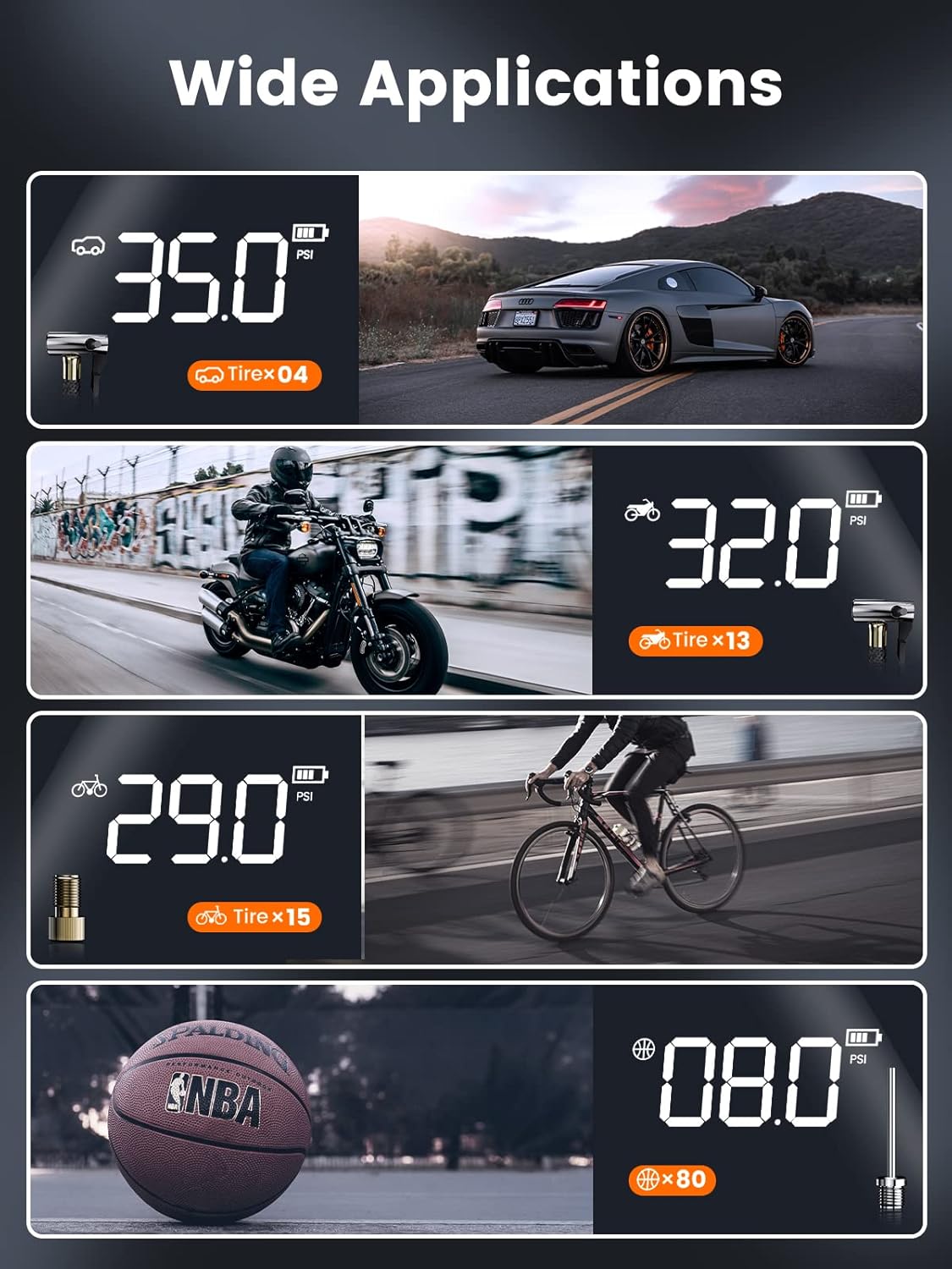 Trudin Tire Inflator Portable Air Compressor [2022 Upgrade], [150PSI Fast Inflate] Cordless Air Pump for Car Tires with 6000mAh Battery LED Light