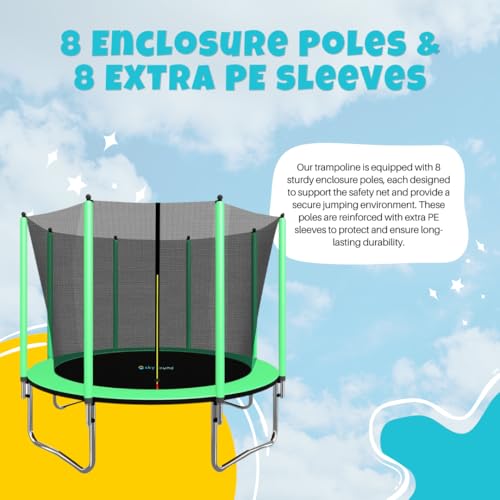 SkyBound Trampoline with Safety Enclosure Net - 10ft 12ft 14ft 15ft 16ft Large Outdoor Backyard ASTM Approved Trampolines for Kids & Adults