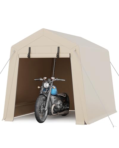 7x10 FT Portable Outdoor Storage Shed with 2 Roll-Up Zipper Doors & Vents, 240G Heavy-Duty Shelter Waterproof PE Tarp